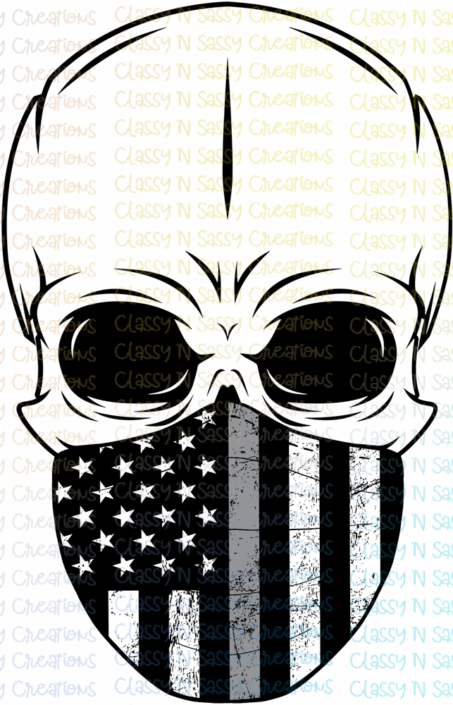 Skulls  - camo, corrections, dispatch, EMS, firefighter, light blue, military, nurse, police, pride, UK Flag, USA Flag, white - Image 13